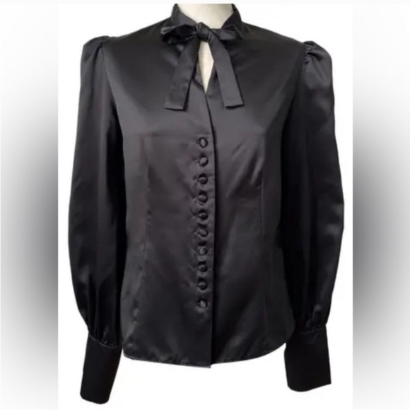 Tom Ford Tops - Tom Ford Black Satin Button-Down Blouse